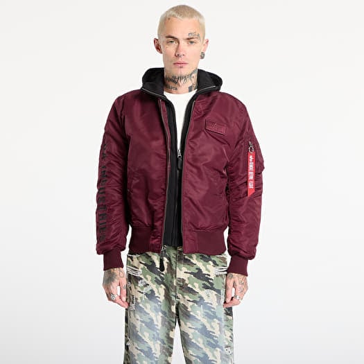 Jakke Alpha Industries MA-1 D-Tec Sleeve Embroidery Dark Cherry