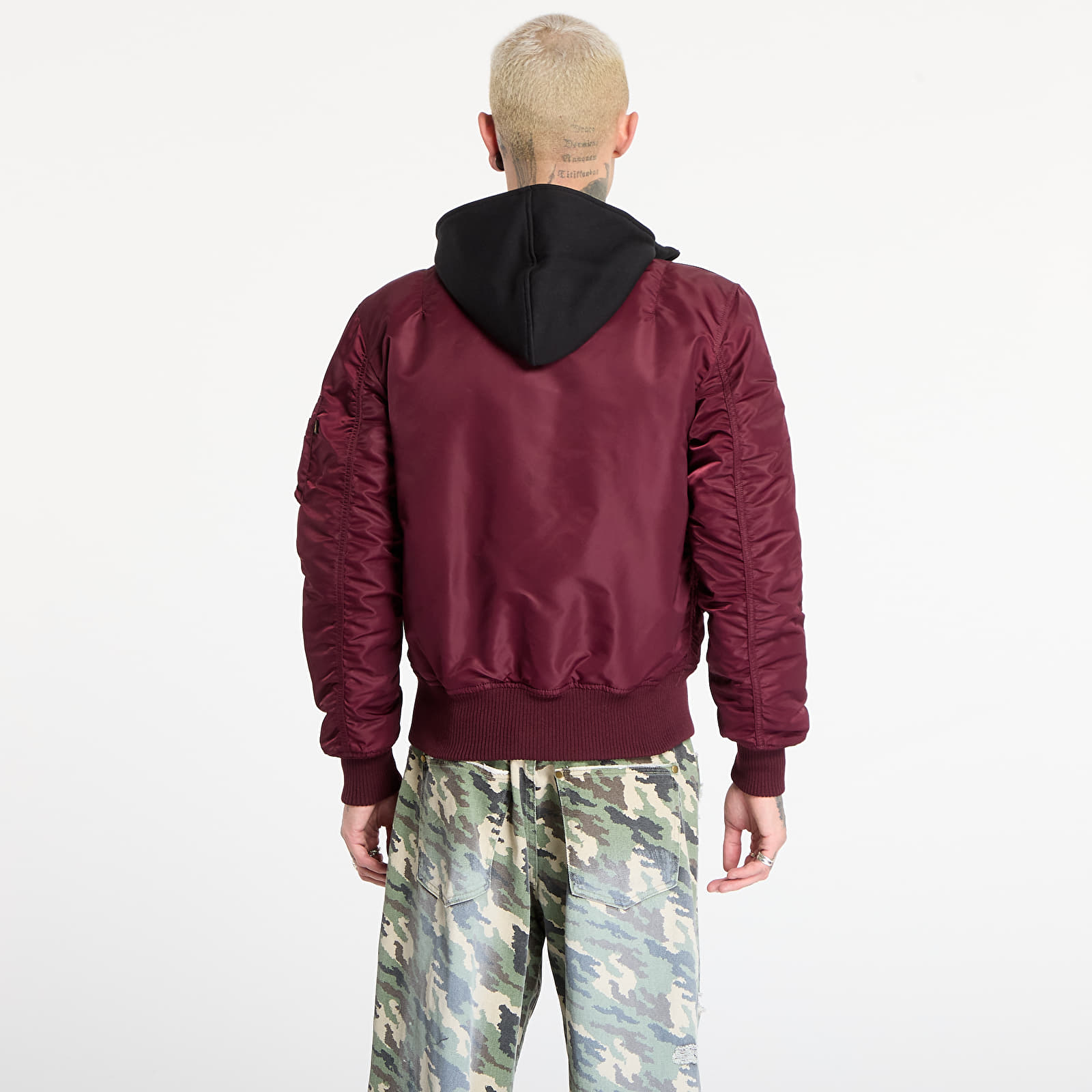 Jakker for menn Alpha Industries MA-1 D-Tec Sleeve Embroidery Dark Cherry