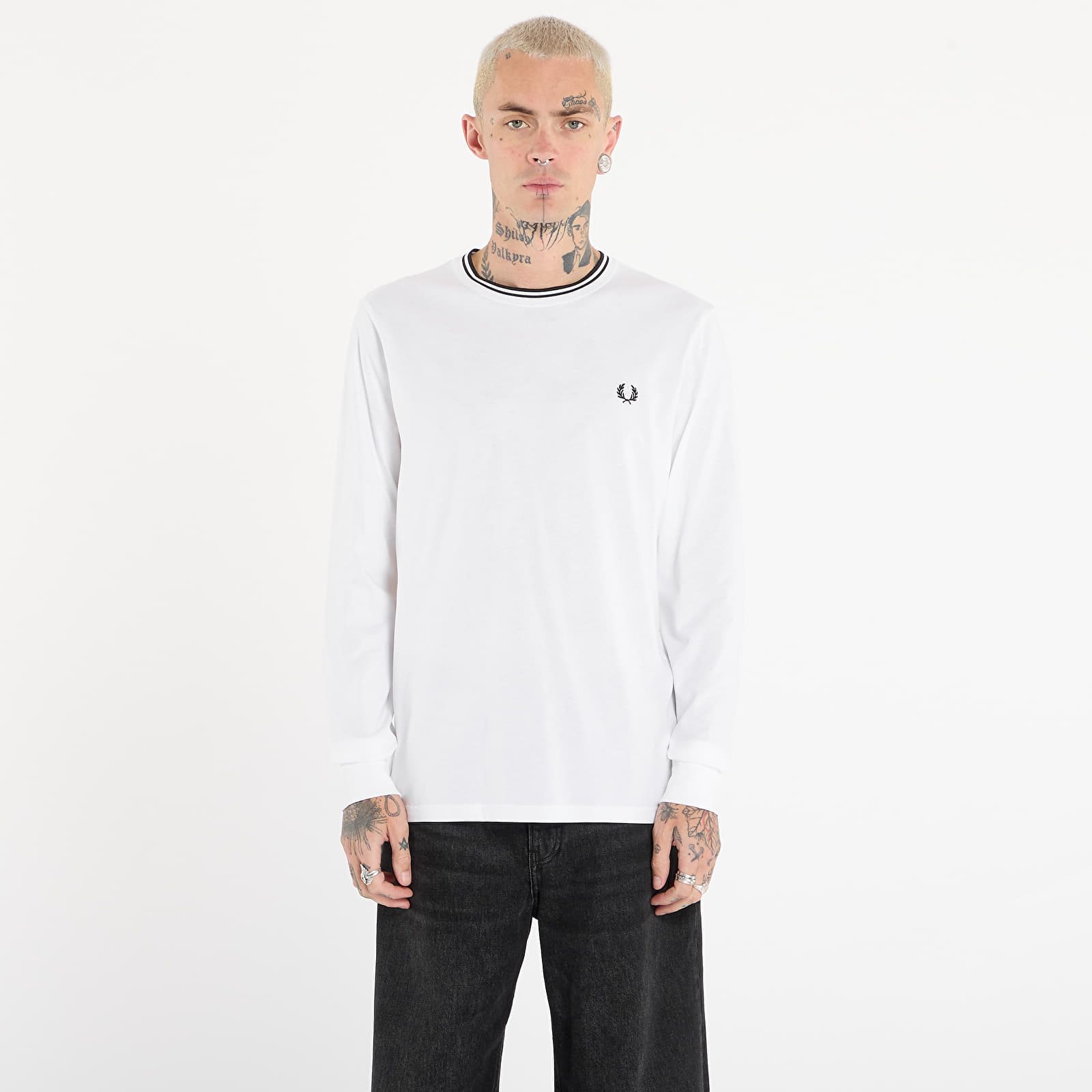 T-shirts til mænd FRED PERRY Ls Twin Tipped T-Shirt White