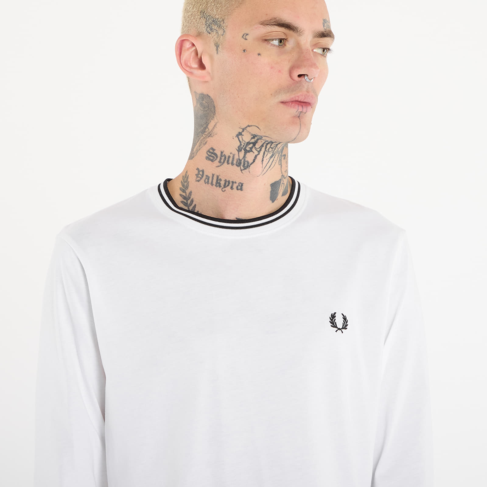 T-shirts til mænd FRED PERRY Ls Twin Tipped T-Shirt White