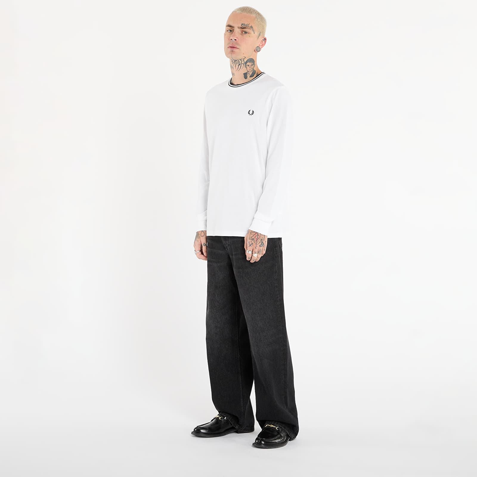 T-shirts til mænd FRED PERRY Ls Twin Tipped T-Shirt White