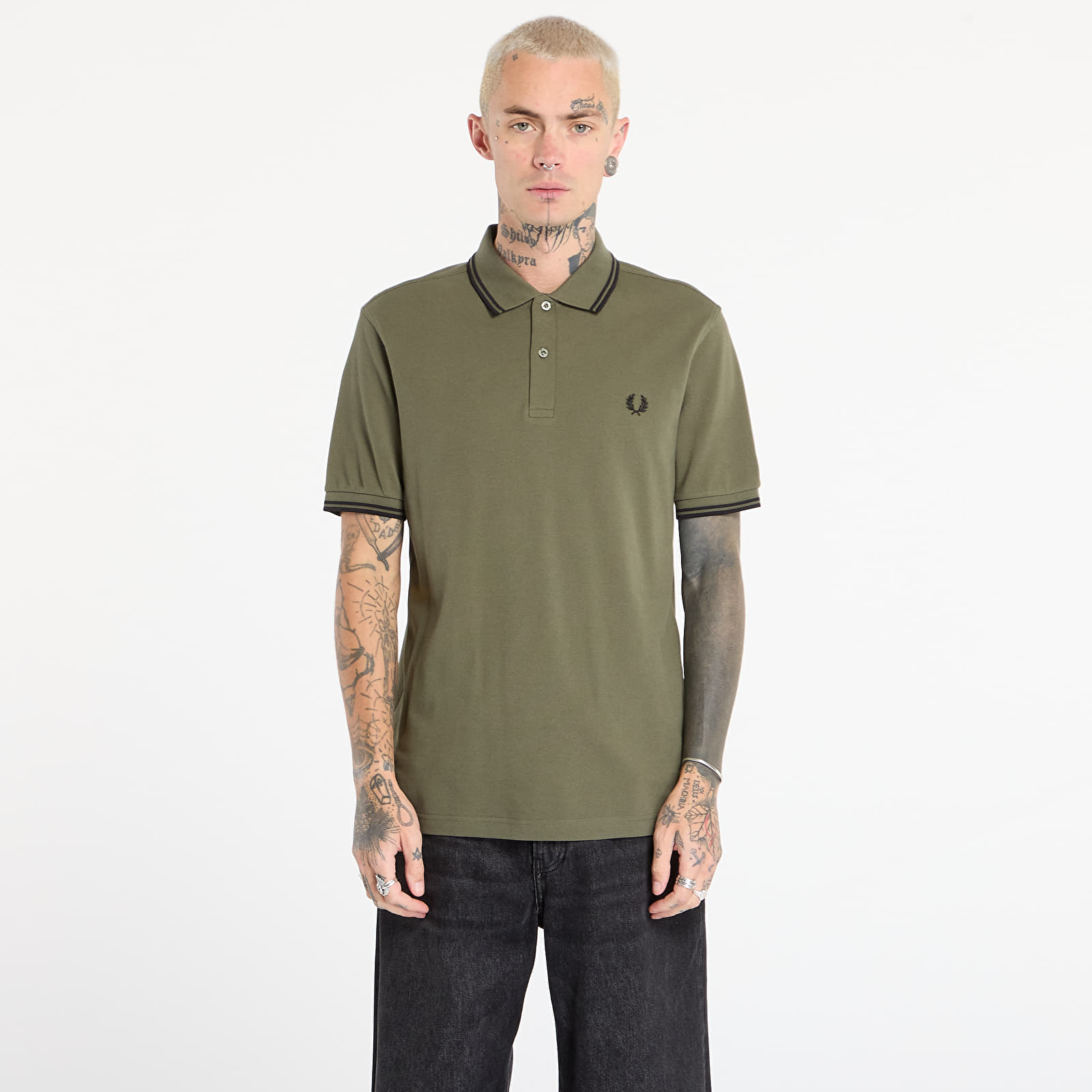 Men's shirts FRED PERRY Twin Tipped Fred Perry Shirt Lrlwrthgreen/ Blk