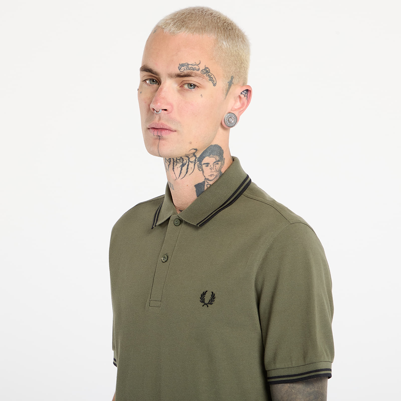 Men's shirts FRED PERRY Twin Tipped Fred Perry Shirt Lrlwrthgreen/ Blk