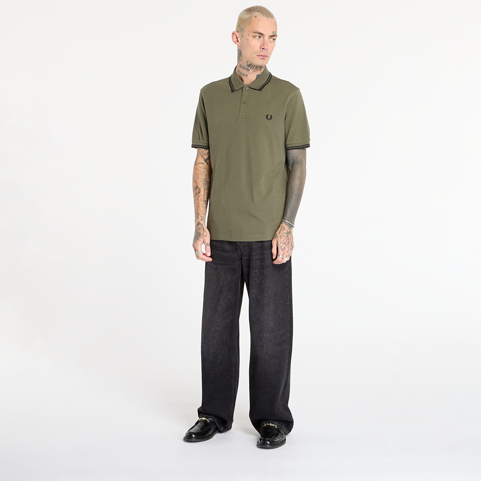 Men's shirts FRED PERRY Twin Tipped Fred Perry Shirt Lrlwrthgreen/ Blk
