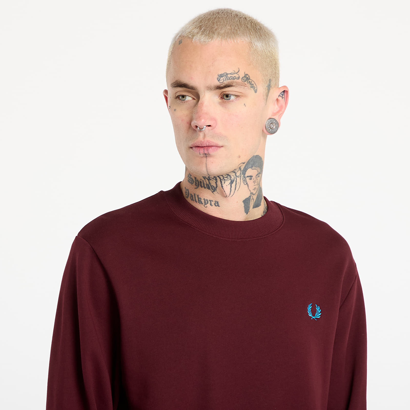 Vīriešu džemperi FRED PERRY Crew Neck Sweatshirt Oxbld/ Ecr/ Crtblu