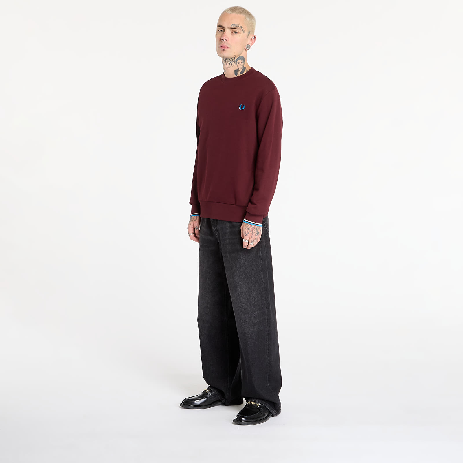 Vīriešu džemperi FRED PERRY Crew Neck Sweatshirt Oxbld/ Ecr/ Crtblu