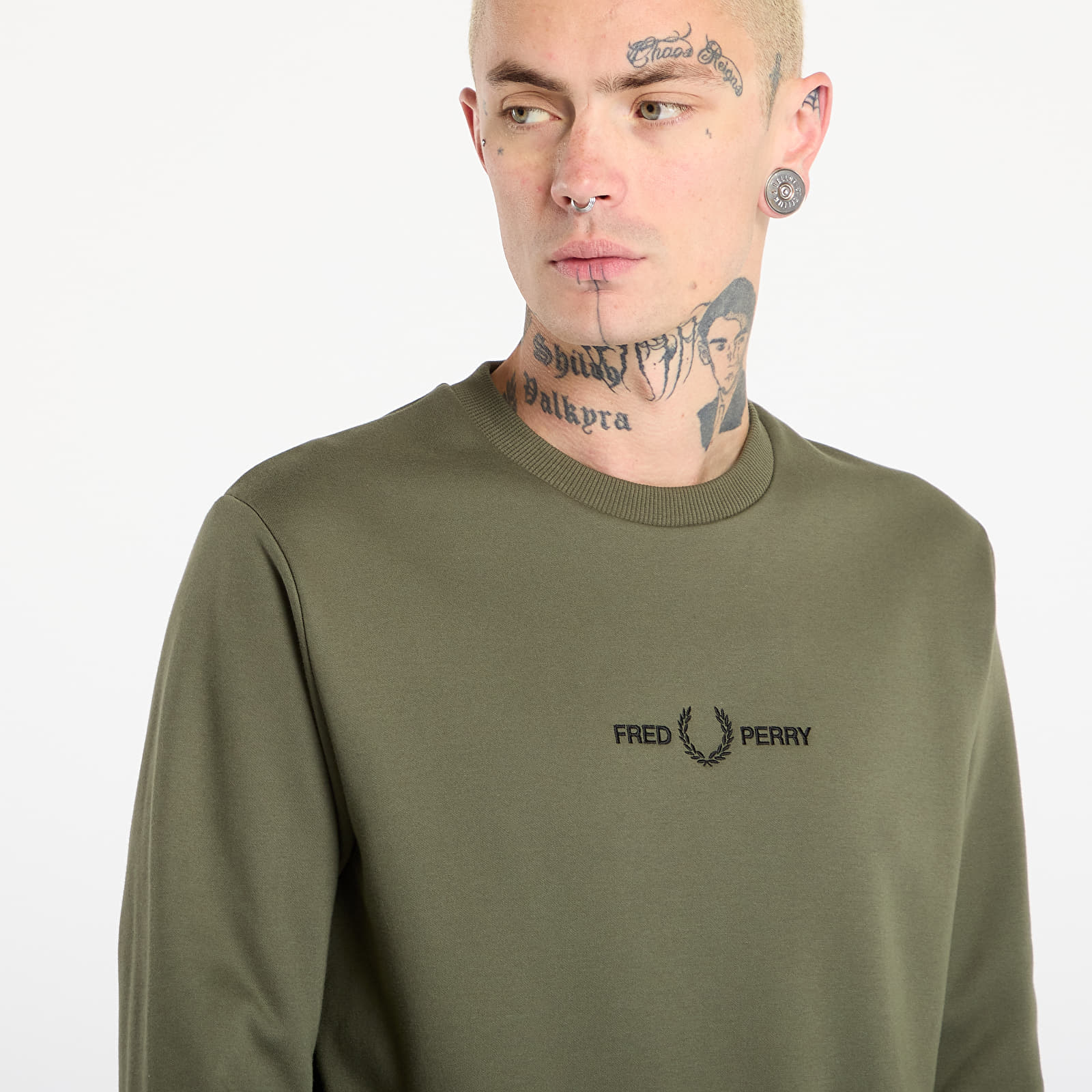 Men's sweatshirts FRED PERRY Embroidered Sweatshirt Laurel W Grn