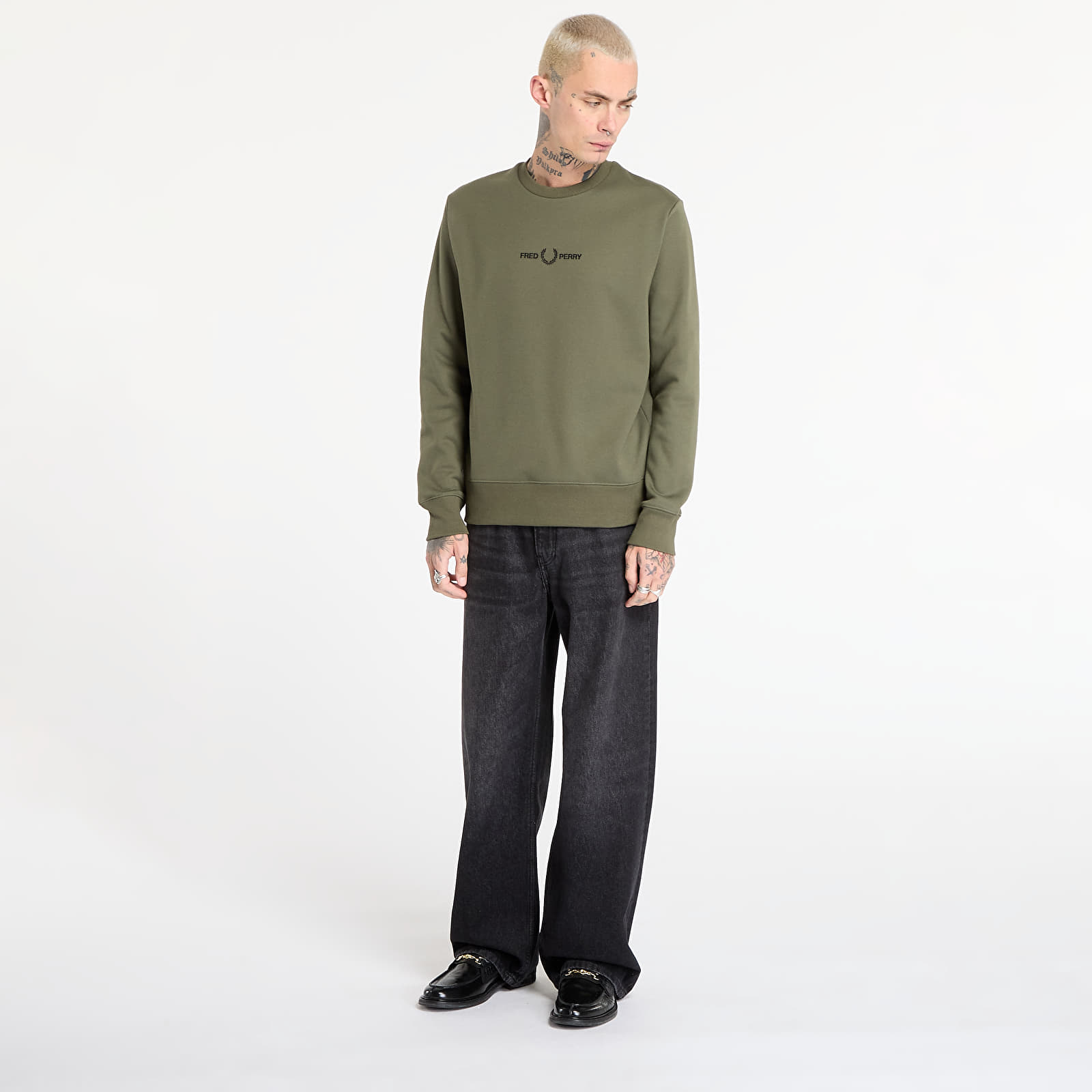Men's sweatshirts FRED PERRY Embroidered Sweatshirt Laurel W Grn