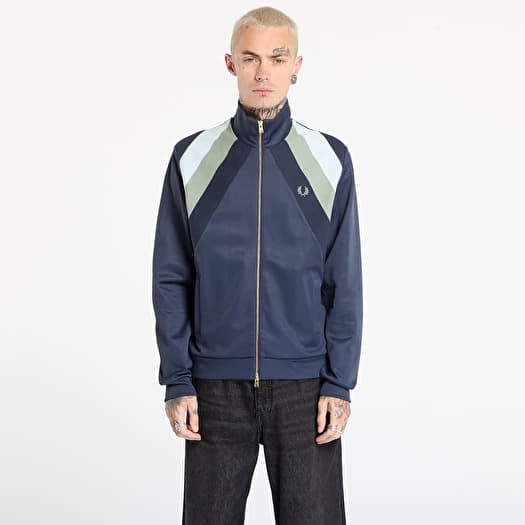 Jacket FRED PERRY Striped Panel Track Jacket Dark Airforce