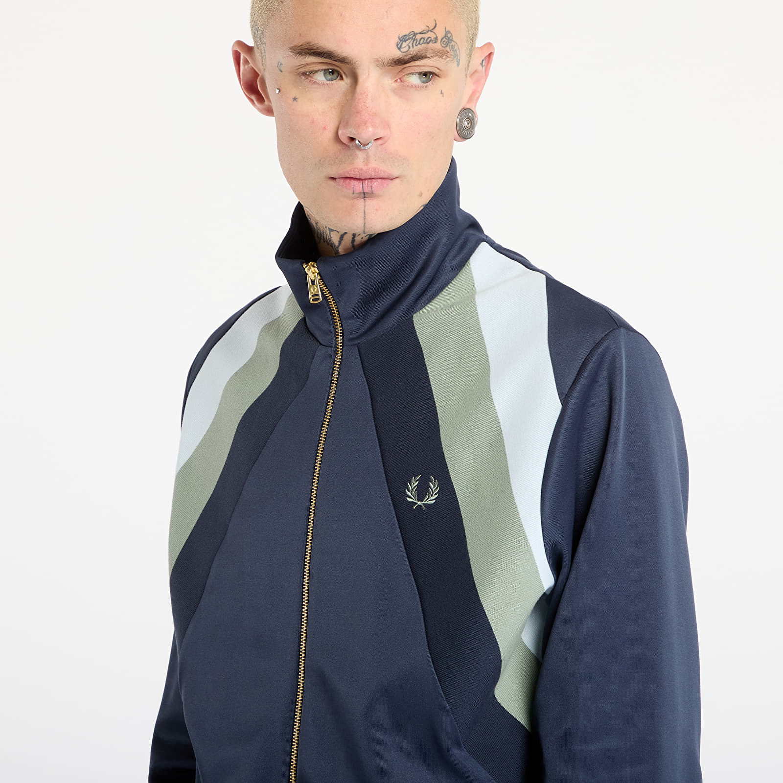 Мъжки якета FRED PERRY Striped Panel Track Jacket Dark Airforce