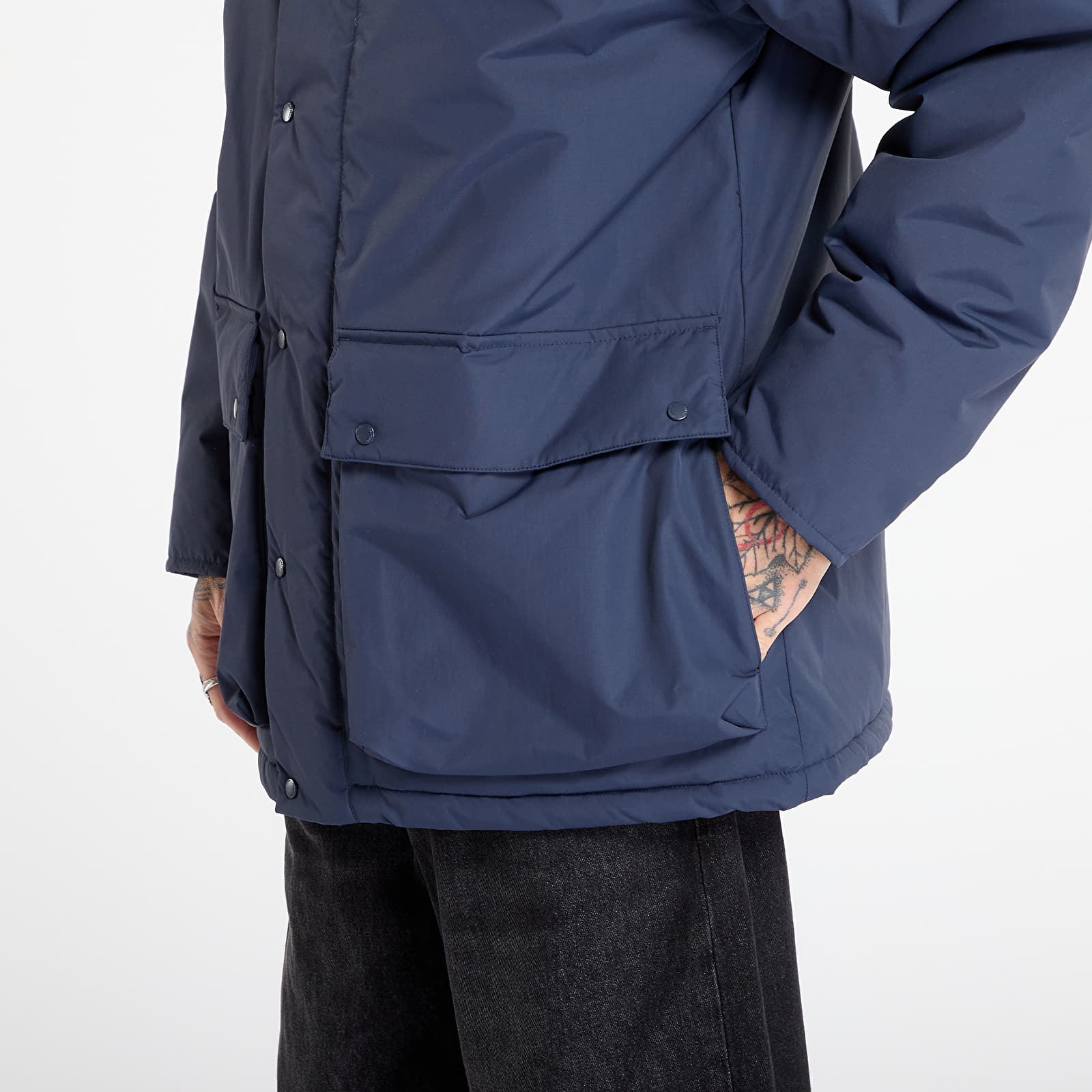 Pánské péřové bundy FRED PERRY Padded Zip Through Jacket Dark Airforce