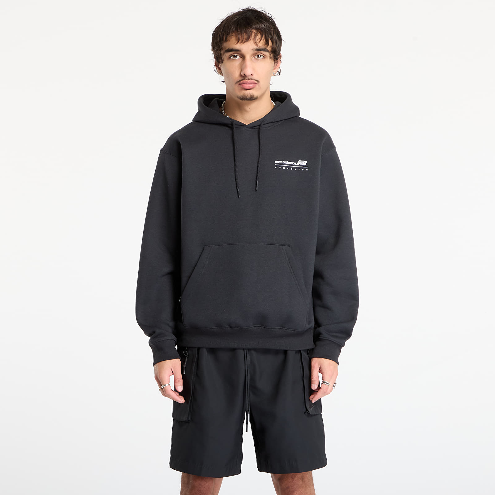 Gensere for menn New Balance Linear Graphic Fleece Hoodie Black
