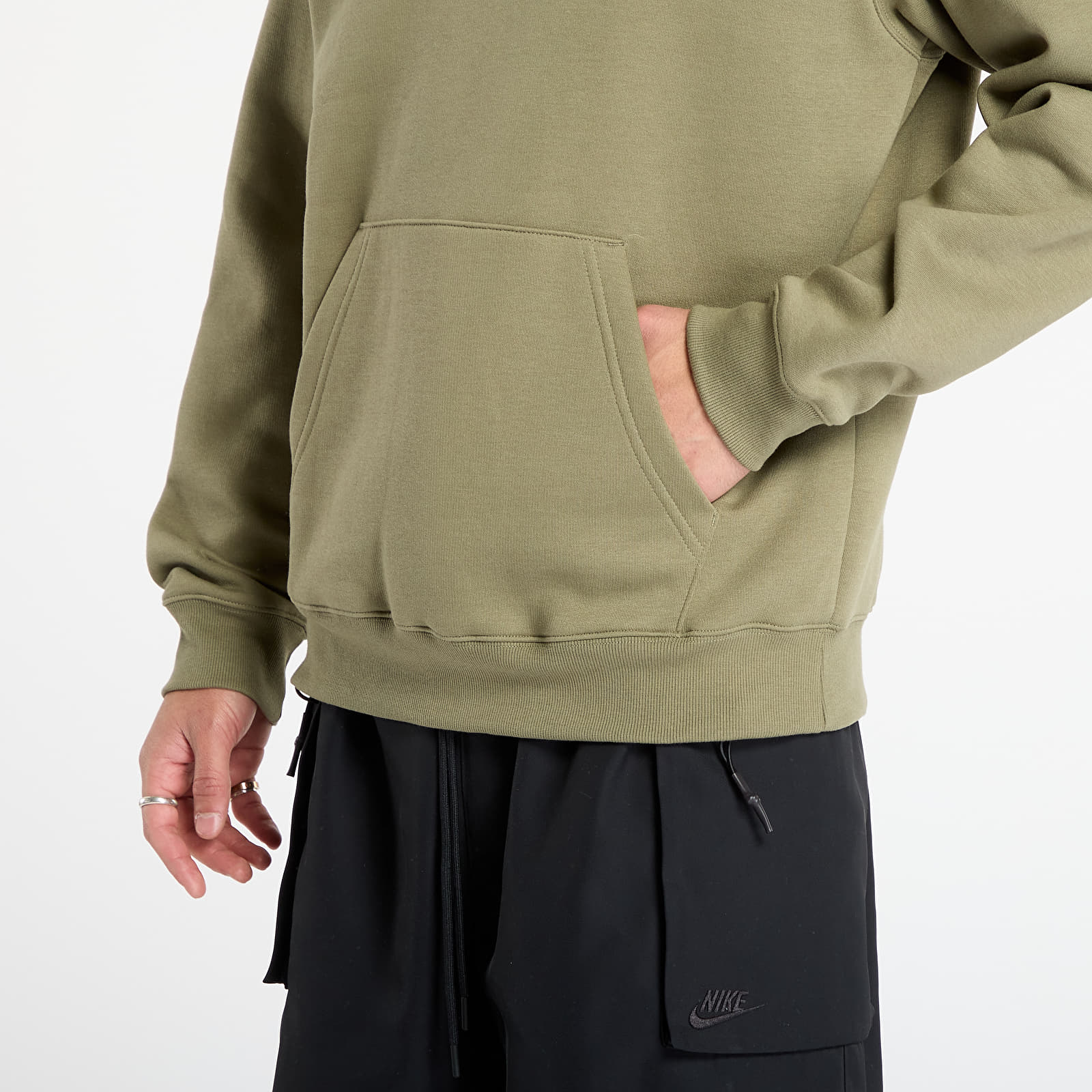 Gensere for menn New Balance Linear Graphic Fleece Hoodie Dark Olive