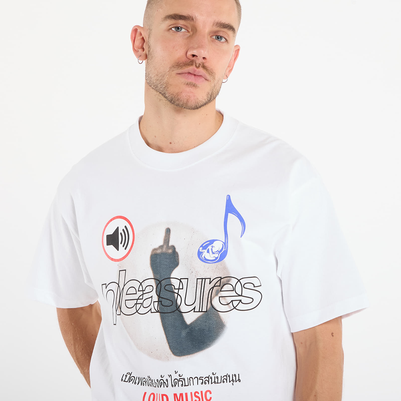 T-shirt PLEASURES Loud Music T-Shirt White XXL