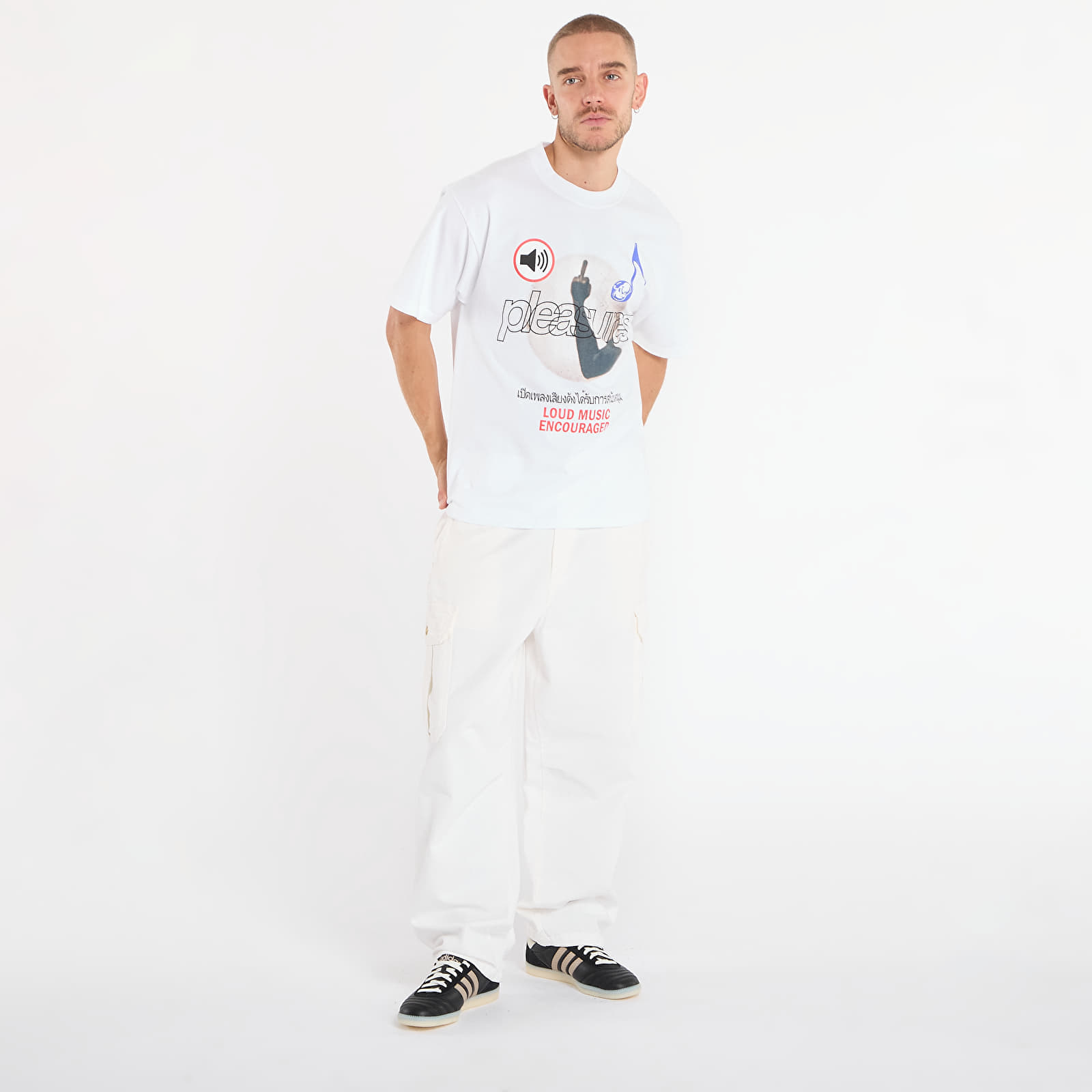 T-shirt PLEASURES Loud Music T-Shirt White XXL