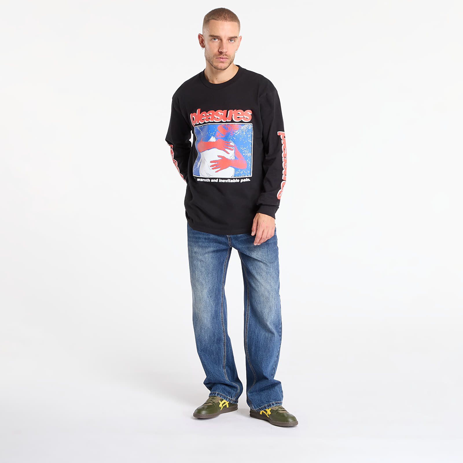 T-krekli PLEASURES Embrace Long Sleeve Pigment Black