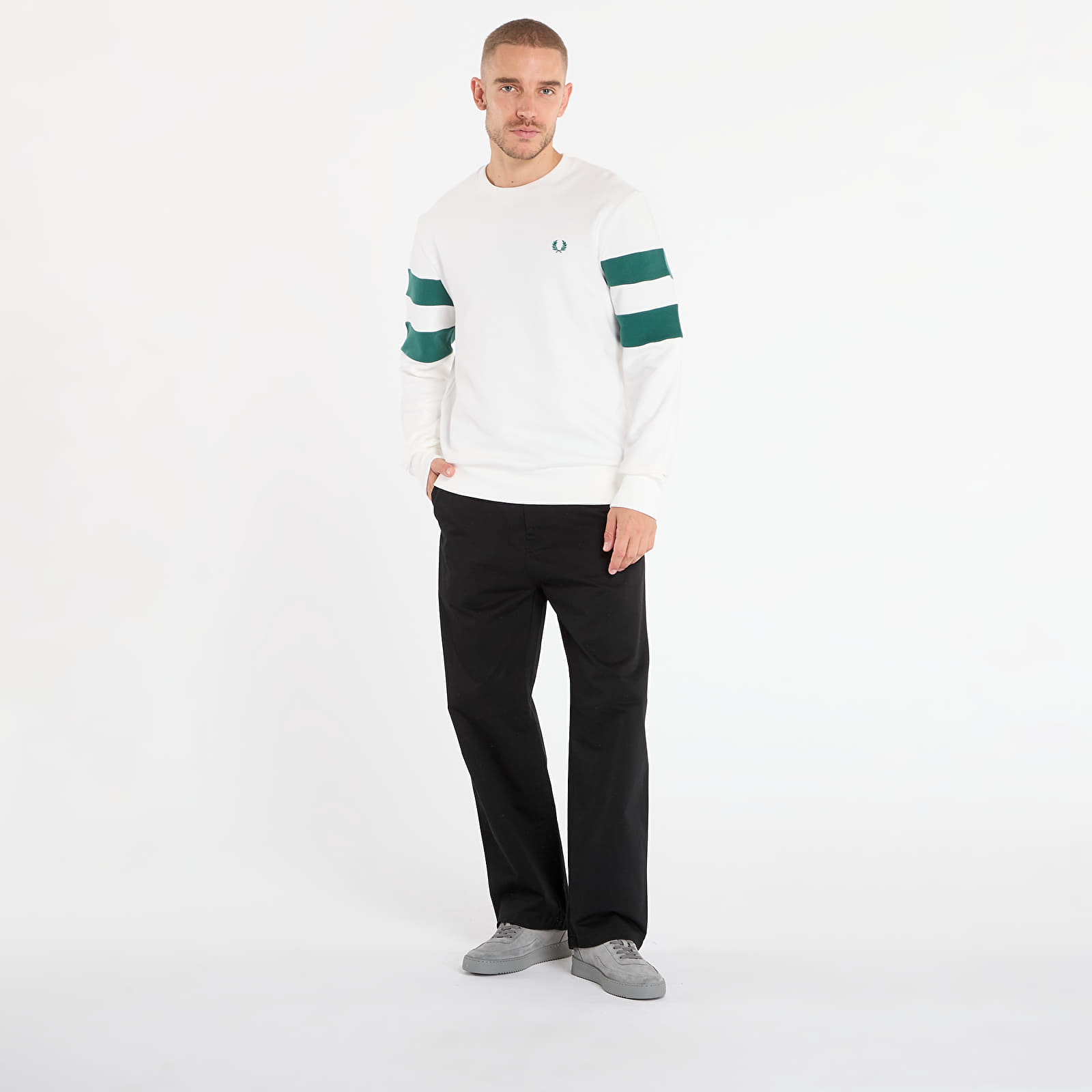 Vīriešu džemperi FRED PERRY Peached Tipped Sleeve Sweatshirt Snow White