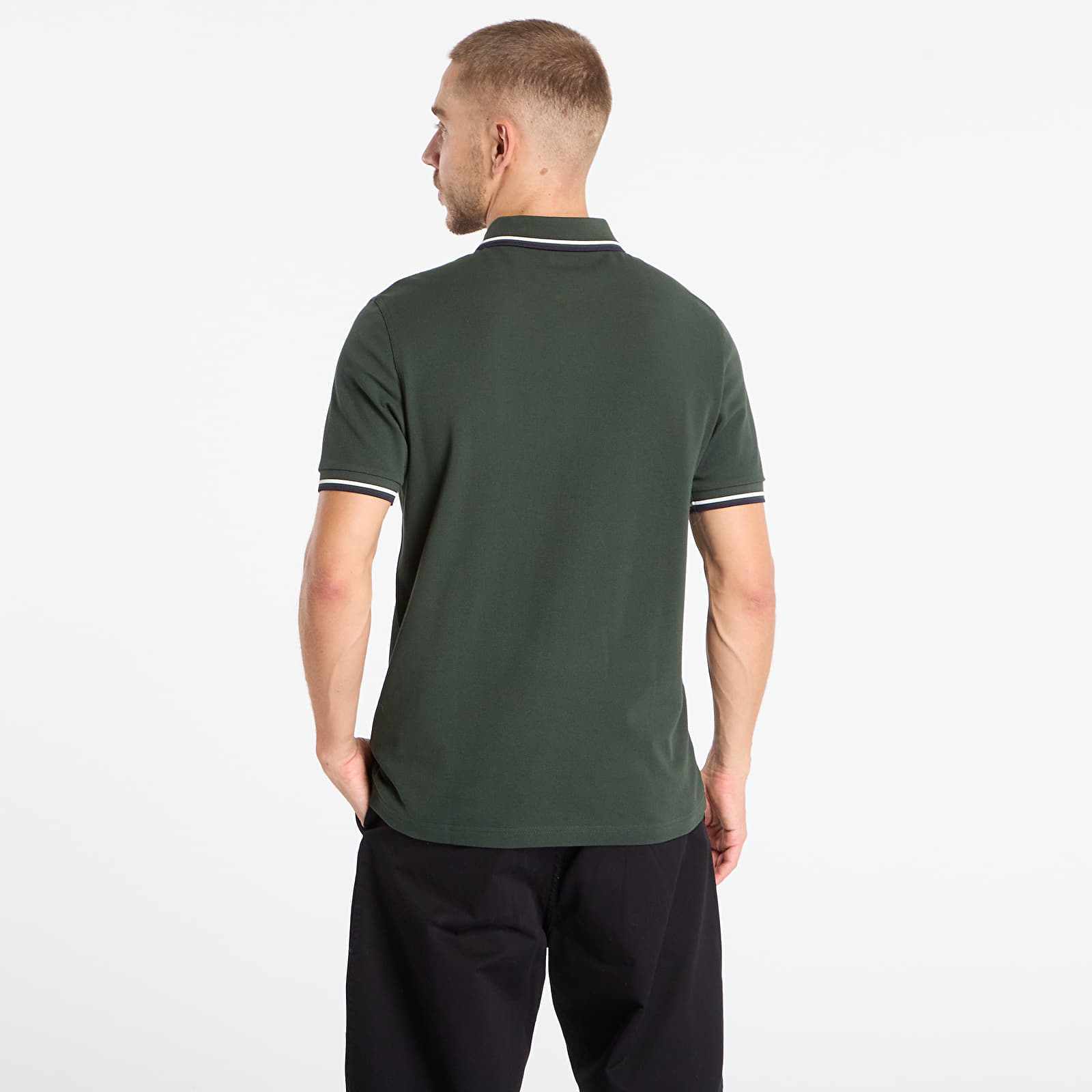 Мъжки тениски FRED PERRY Twin Tipped Fred Perry Shirt Court green/ Snow white/ Navy
