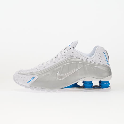 Nike Shox R4 White/ Metallic Silver-Blue Hero