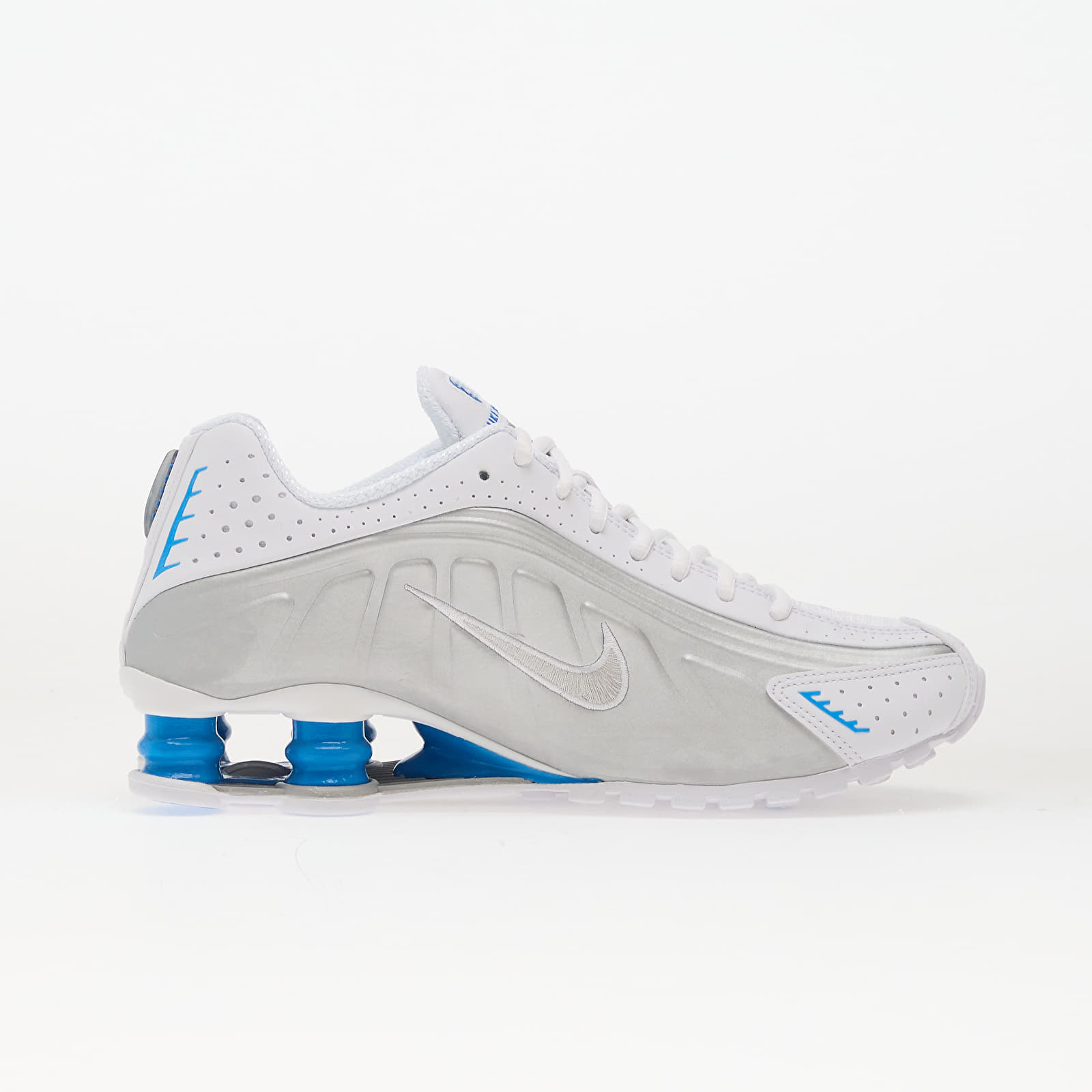 Women's sneakers and shoes Nike Shox R4 White/ Metallic Silver-Blue Hero
