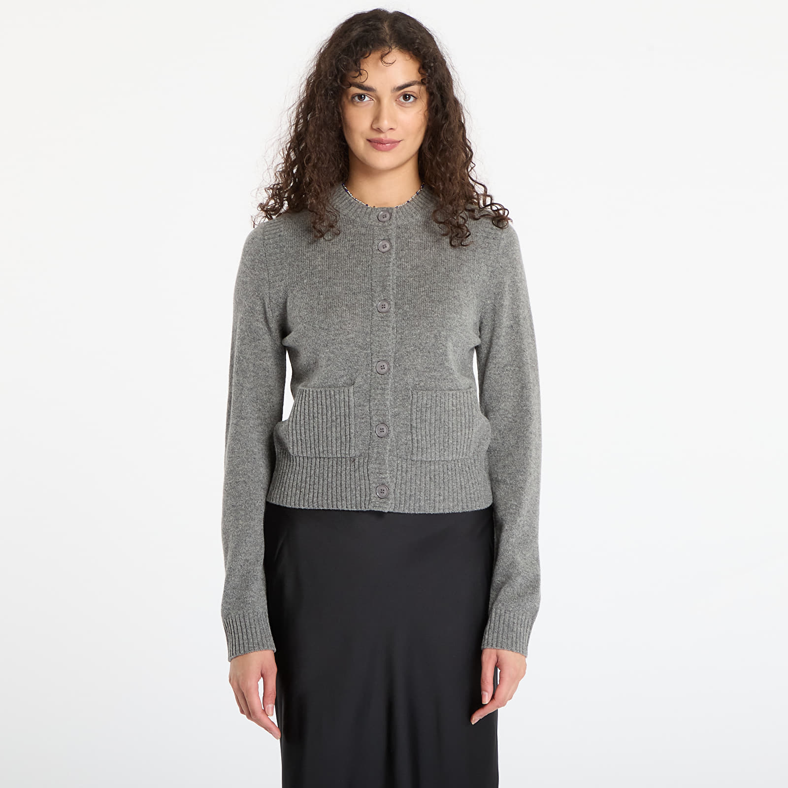 Gensere Samsøe Samsøe Saelif Short Cardigan Dark Grey Melange