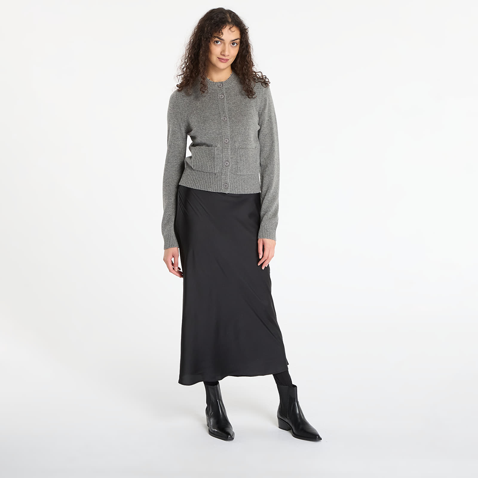 Gensere Samsøe Samsøe Saelif Short Cardigan Dark Grey Melange