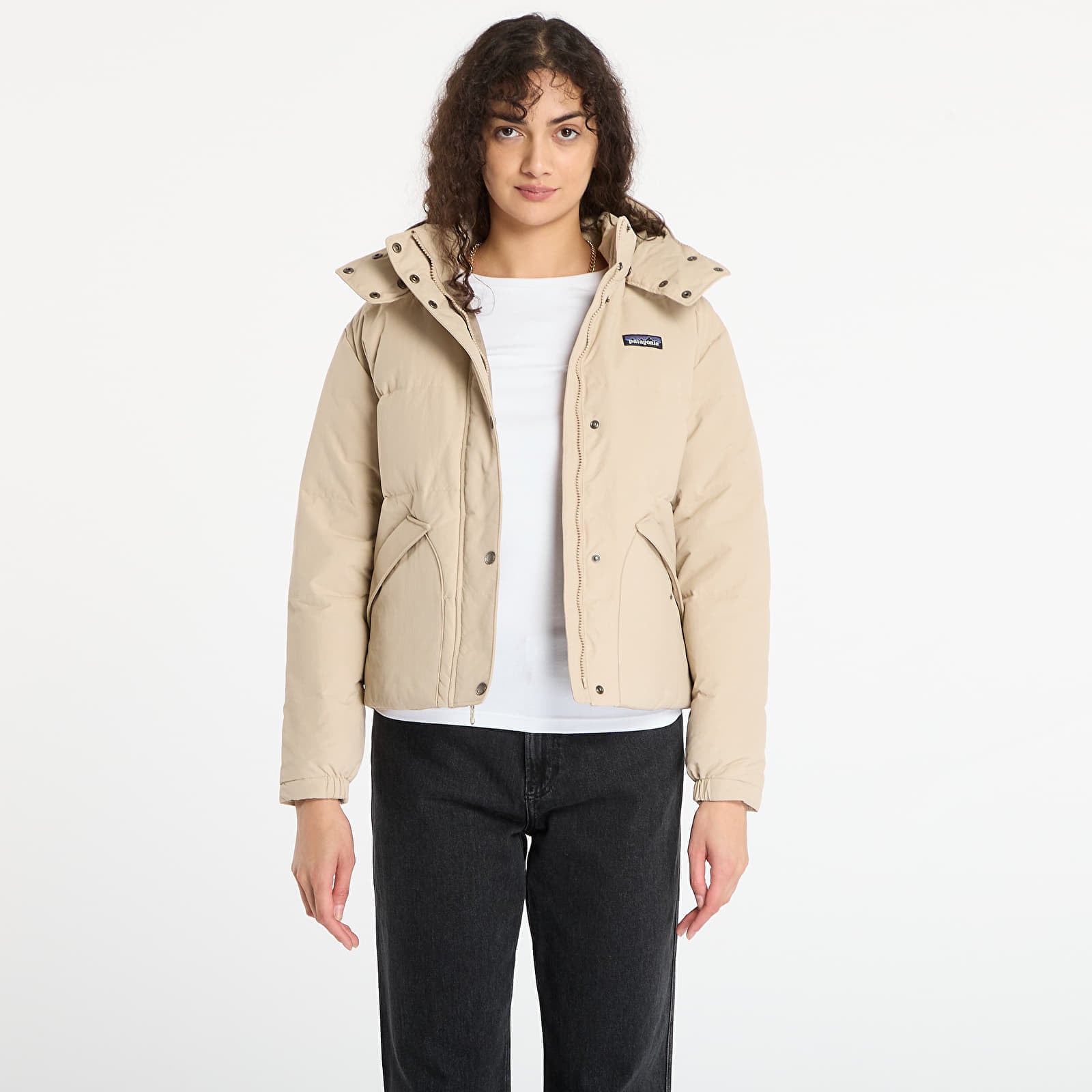 Jachetă Patagonia Ws Downdrift Jacket Oar Tan W/ Seabird Grey S