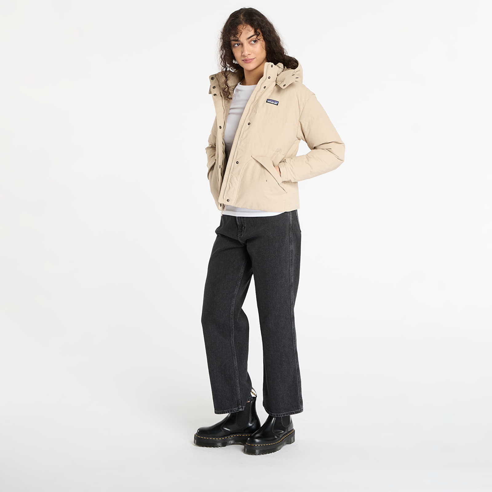 Joped Patagonia W's Downdrift Jacket Oar Tan W/ Seabird Grey
