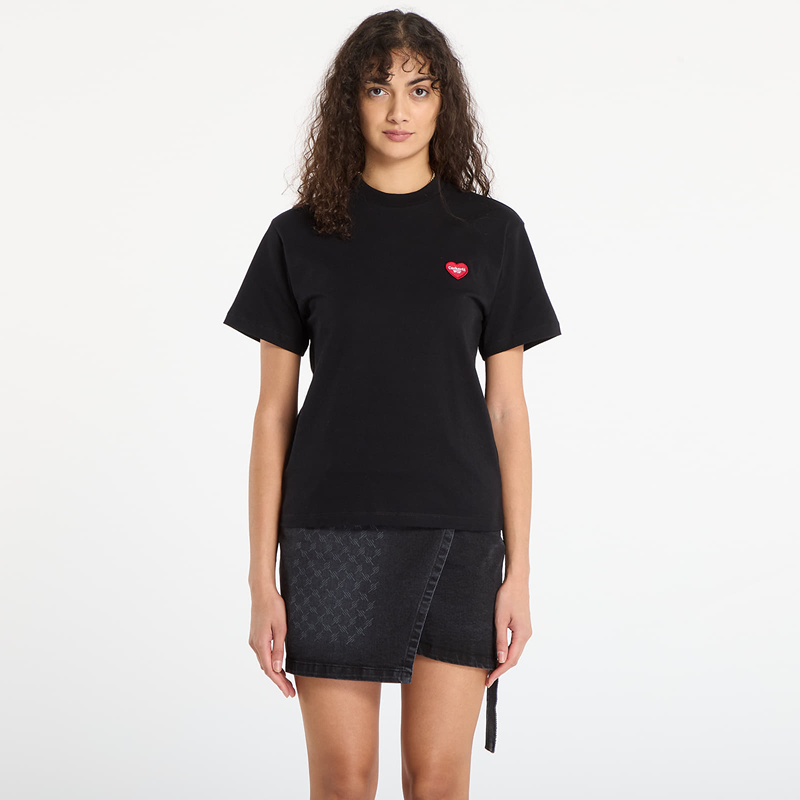 Marškinėliai Carhartt WIP W' S/S Heart Patch T-Shirt UNISEX Black/ Red