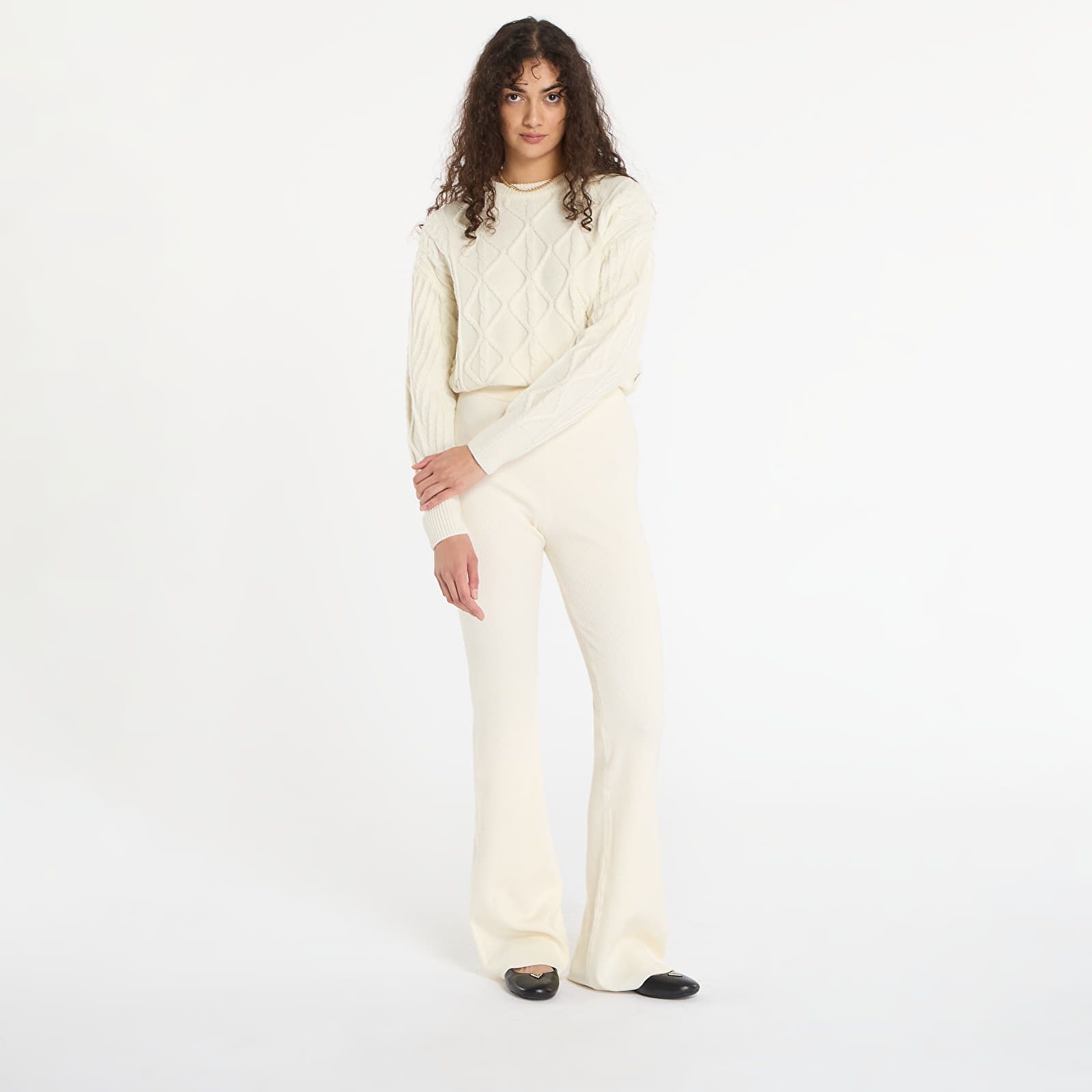 Dressid GUESS  Flaminia Ribbed Flare Pants Sw Cream
