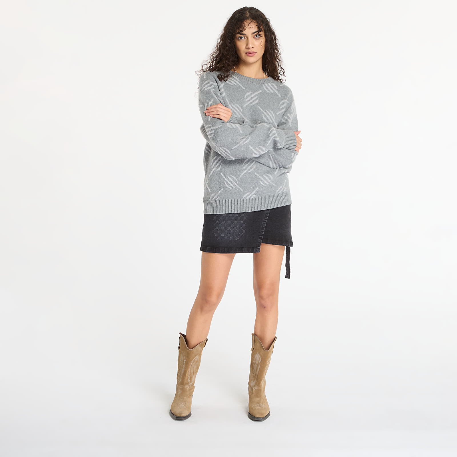 Naiste kampsunid Daily Paper Tevin Monogram Knit Sweater Grey