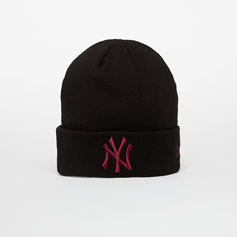 Czapka New Era Knit Medium MLB League Essential Beanie New York Yankees Black/ Frosted Burgundy
