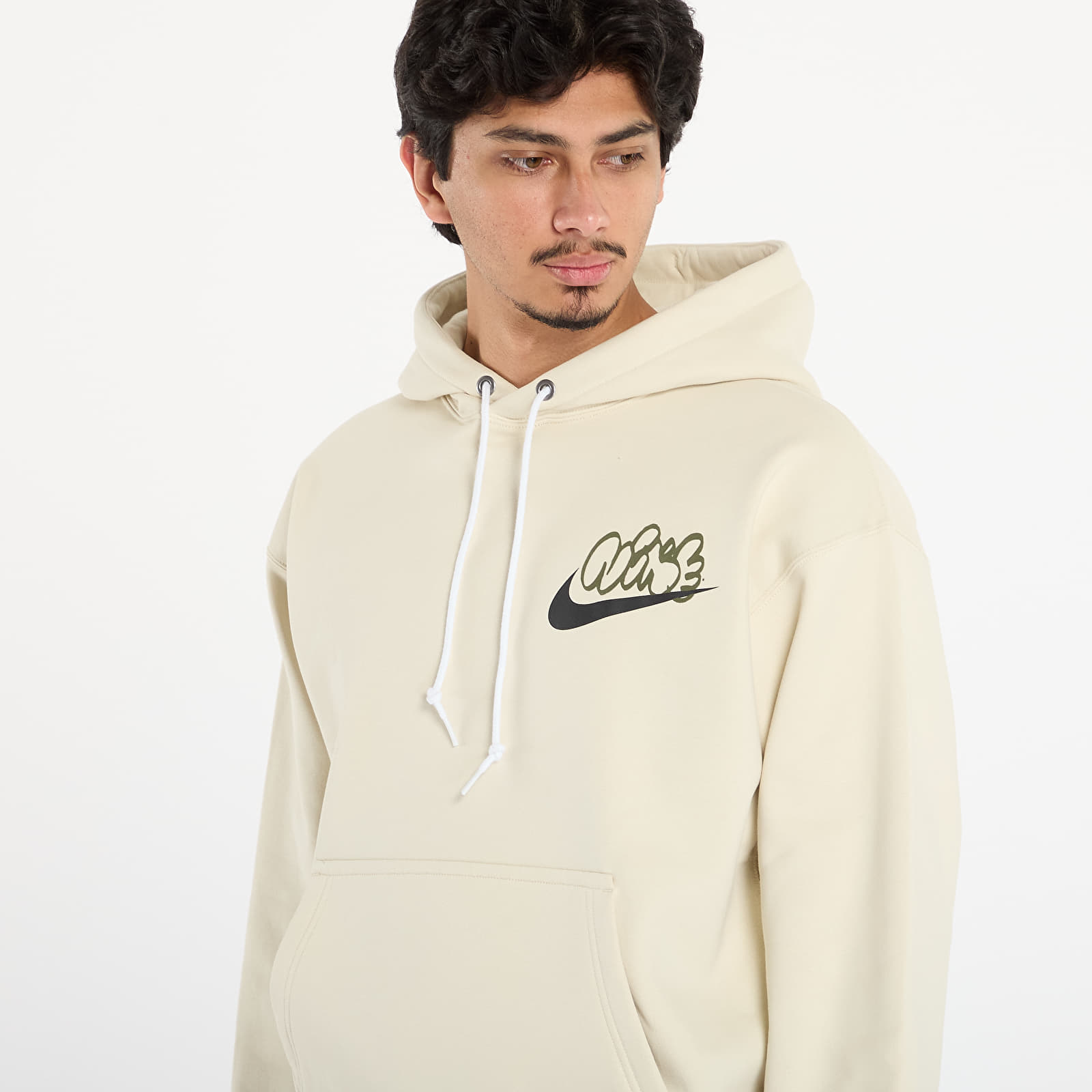 Mikiny Nike Solo Swoosh Men's Fleece Hoodie Lt Khaki