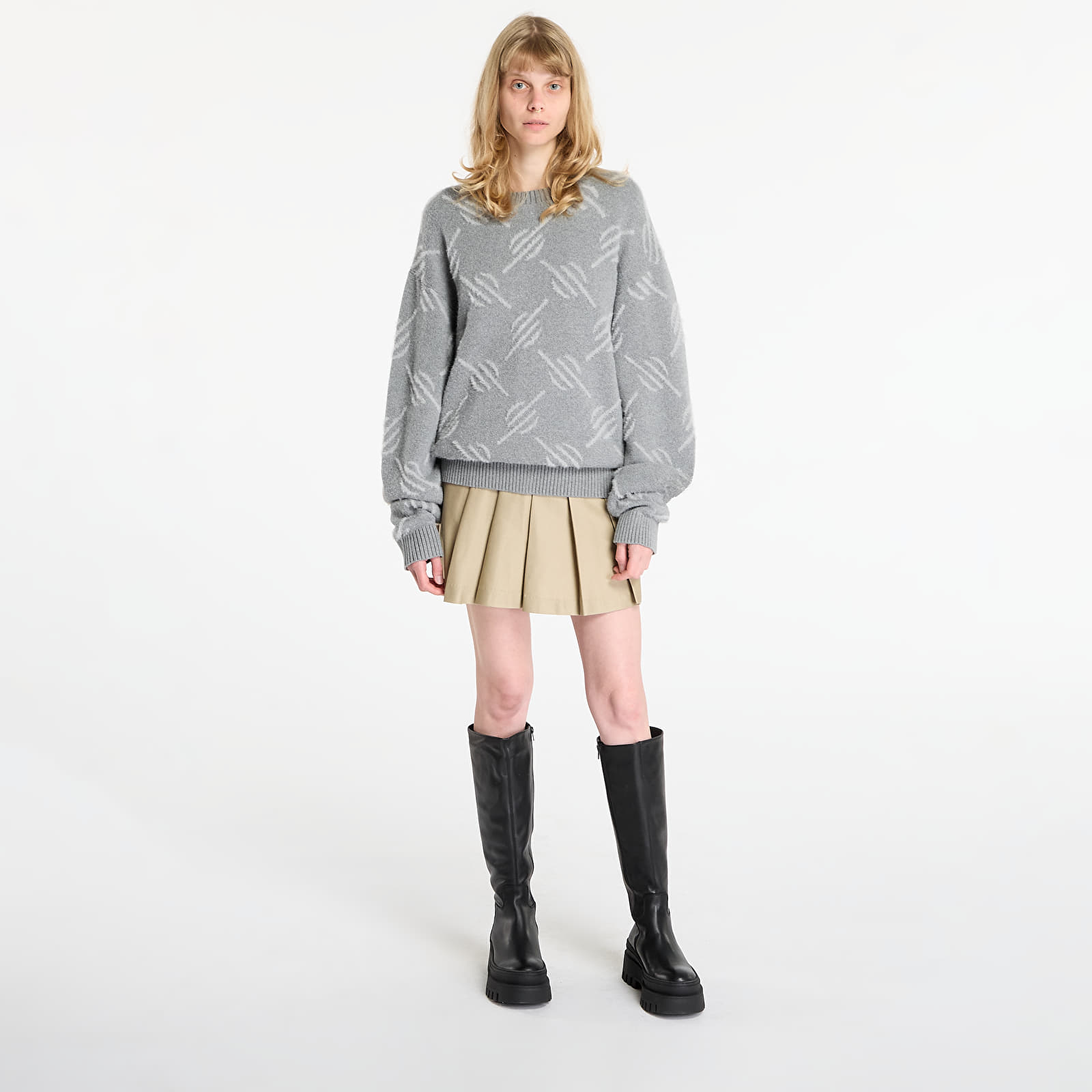 Pulls femme Daily Paper Tevin Monogram Knit Sweater Grey