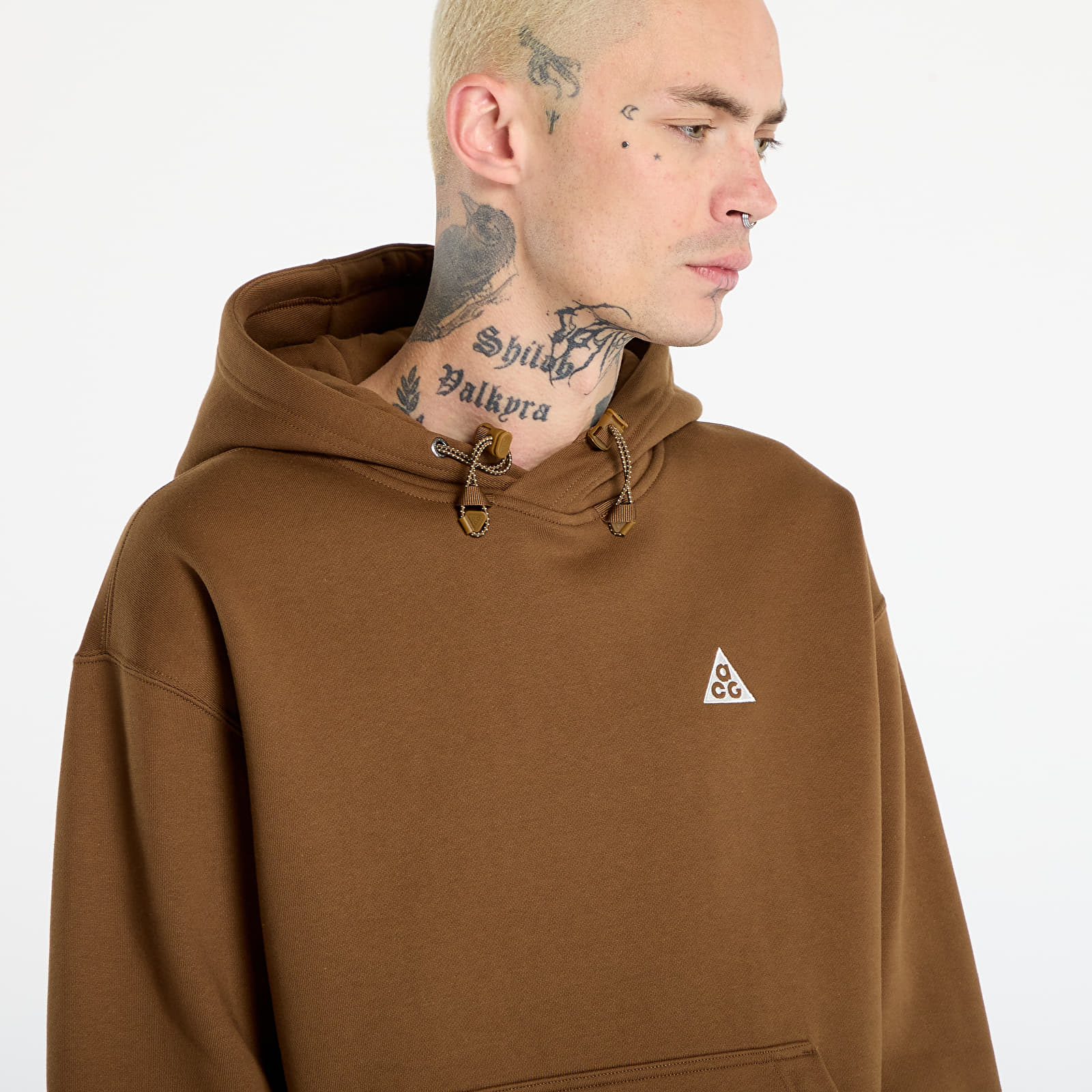Men's sweatshirts Nike ACG "Tuff Fleece" Pullover Hoodie Mosswood Brown/ Lt Khaki/ Summit White