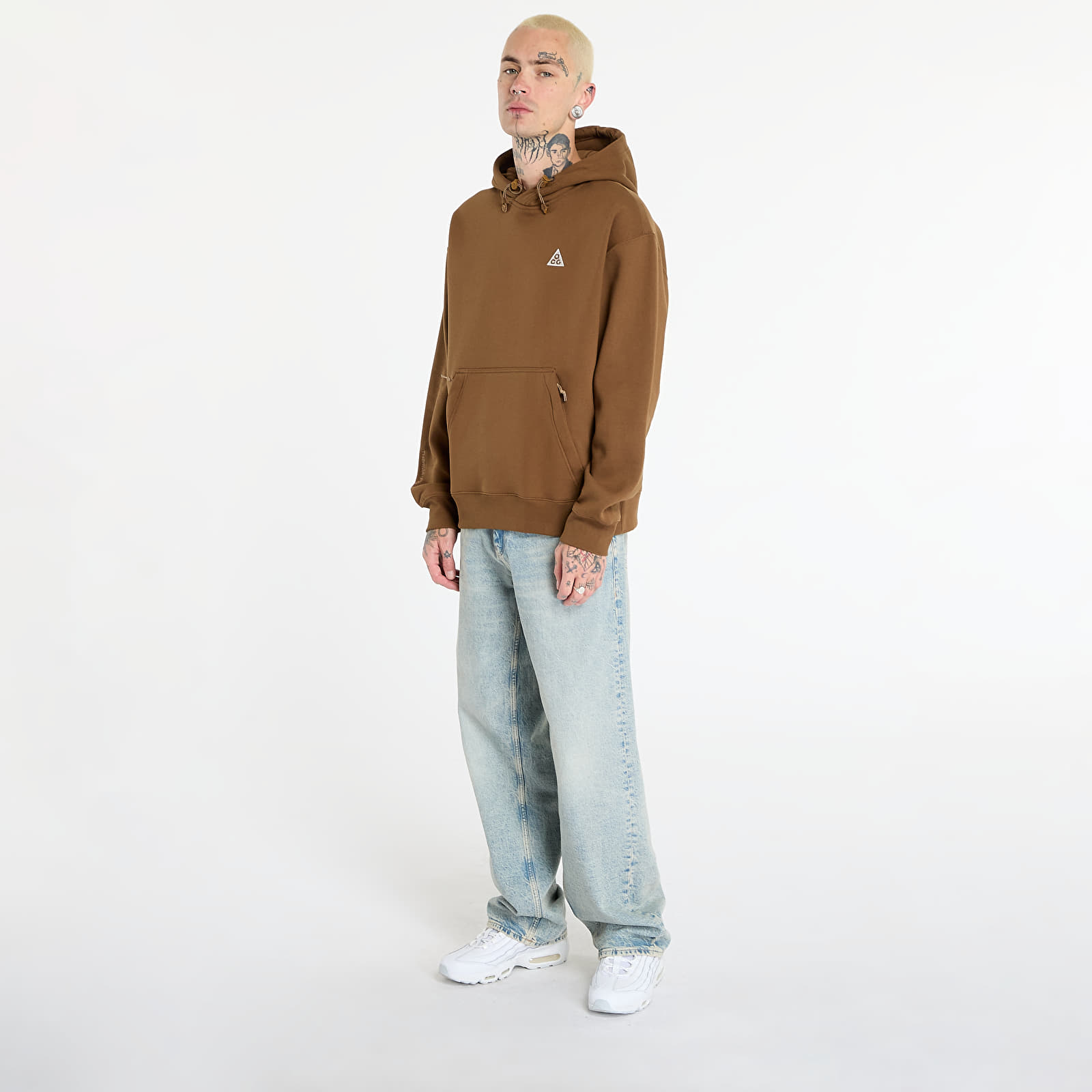Men's sweatshirts Nike ACG "Tuff Fleece" Pullover Hoodie Mosswood Brown/ Lt Khaki/ Summit White