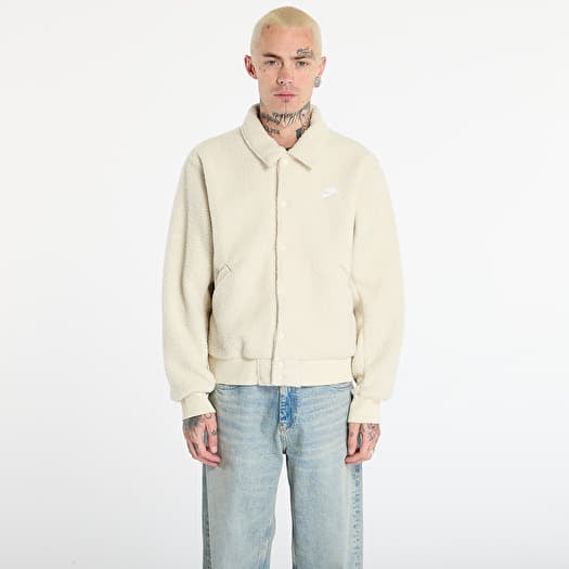 Nike Sportswear Club Men's High-Pile Fleece Coaches Jacket Lt Khaki/ White