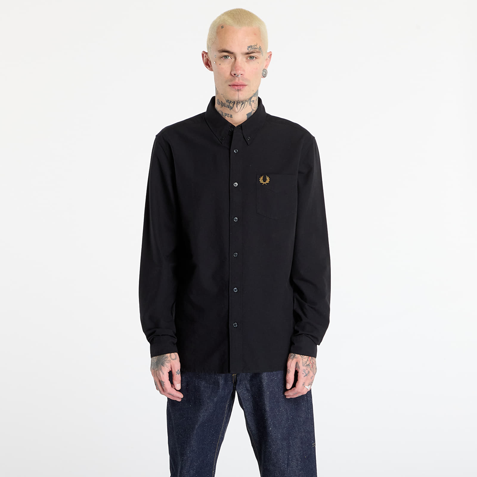 Herren-Hemden FRED PERRY Oxford Shirt Black