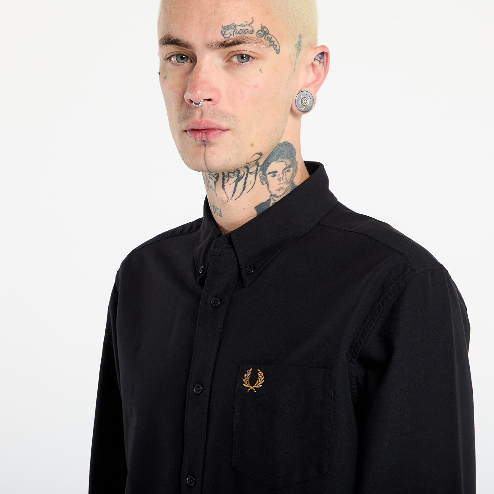 Herren-Hemden FRED PERRY Oxford Shirt Black