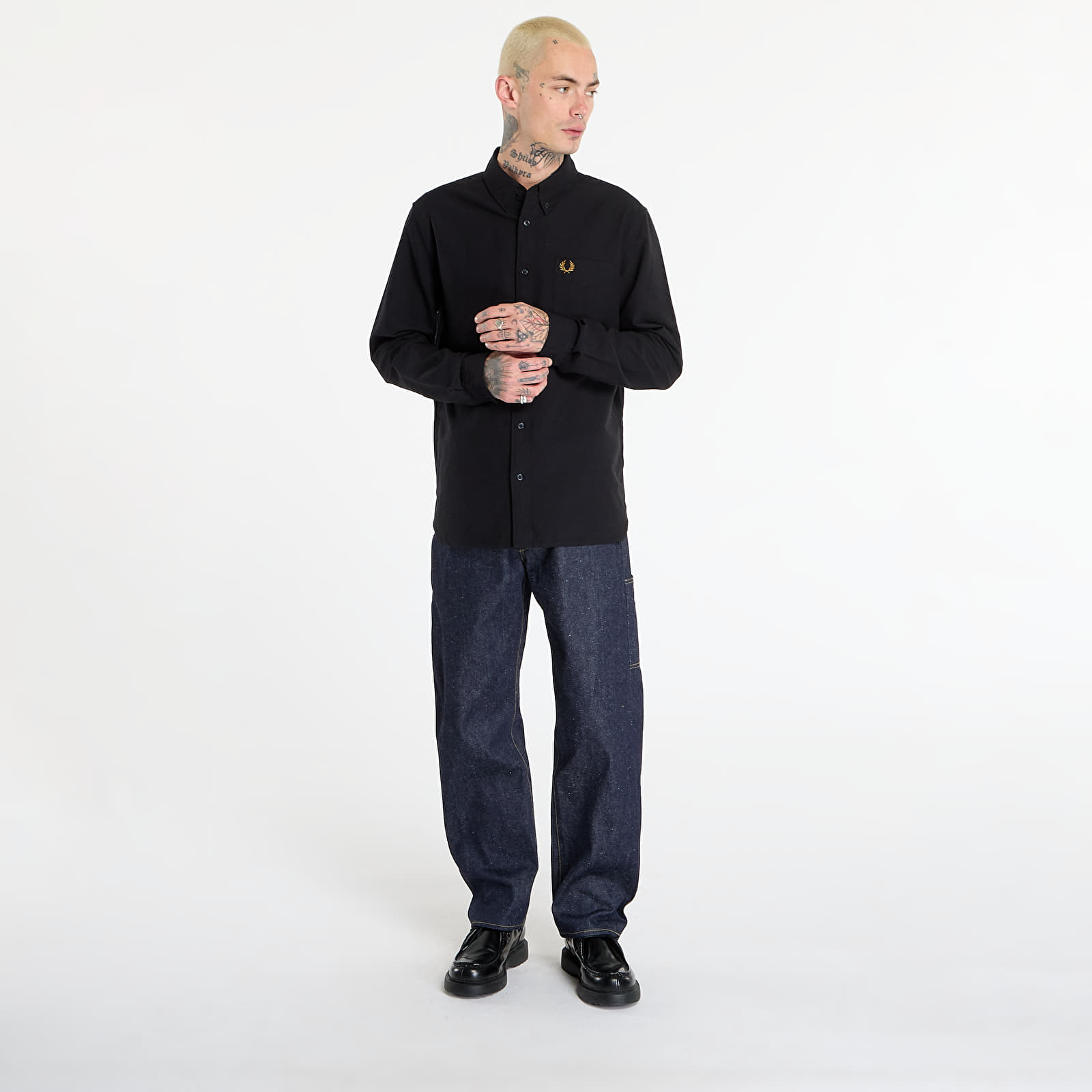 Herren-Hemden FRED PERRY Oxford Shirt Black