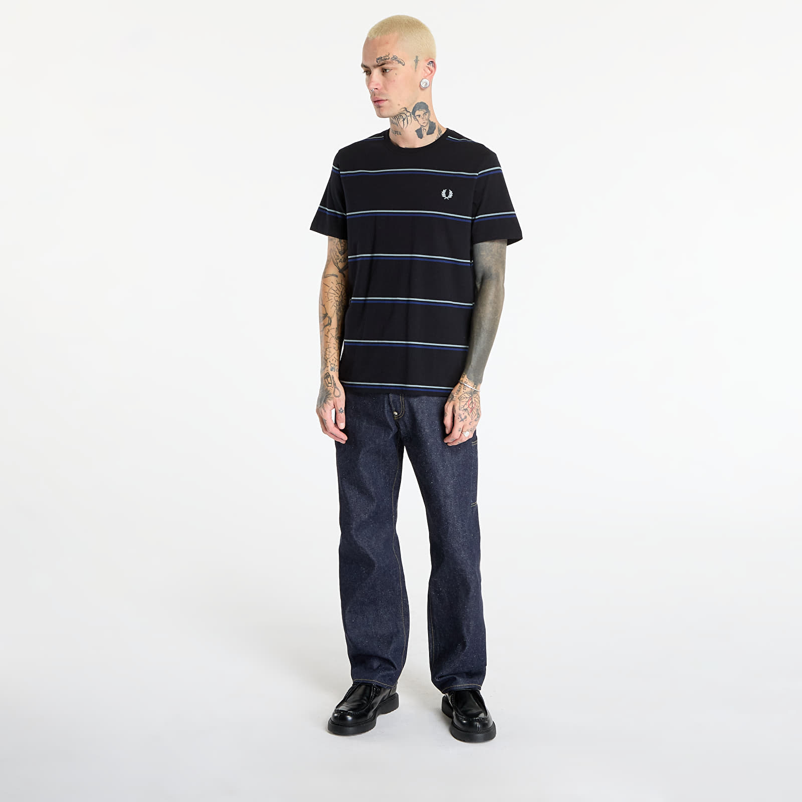 T-Shirts Männer FRED PERRY Fine Stripe T-Shirt Black