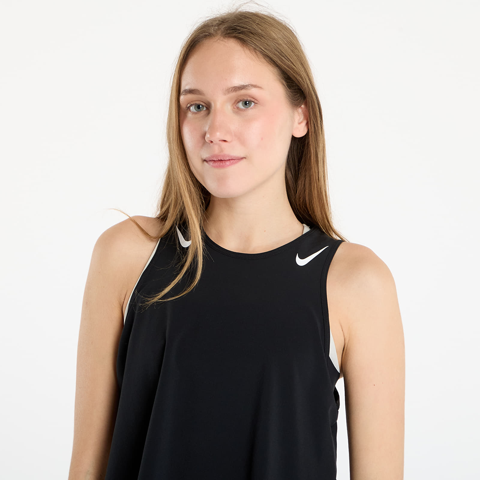 Naisten toppahousut Nike AeroSwift Women's Dri-FIT ADV Cropped Running Tank Top Black/ White
