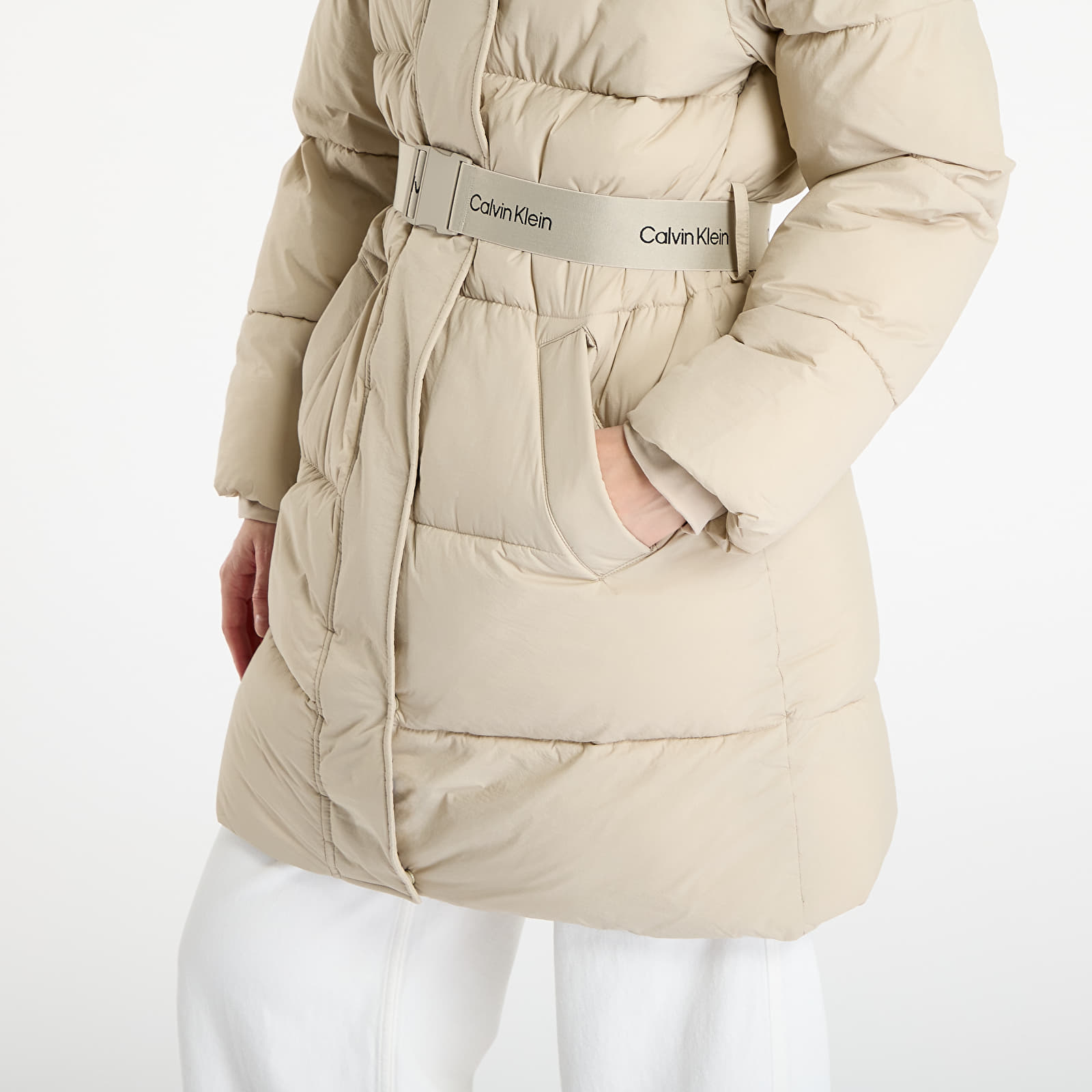 Naiste jakid Calvin Klein Jeans Belted Midweight Coat Brown