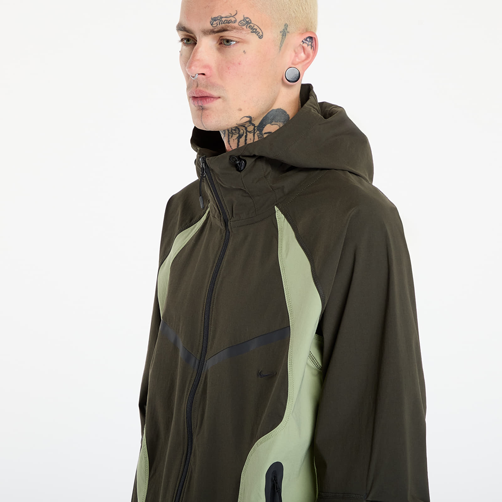 Moške jakne Nike Tech Men's Dri-FIT Woven Color-Block Windrunner Loose Jacket Sequoia/ Oil Green/ Black