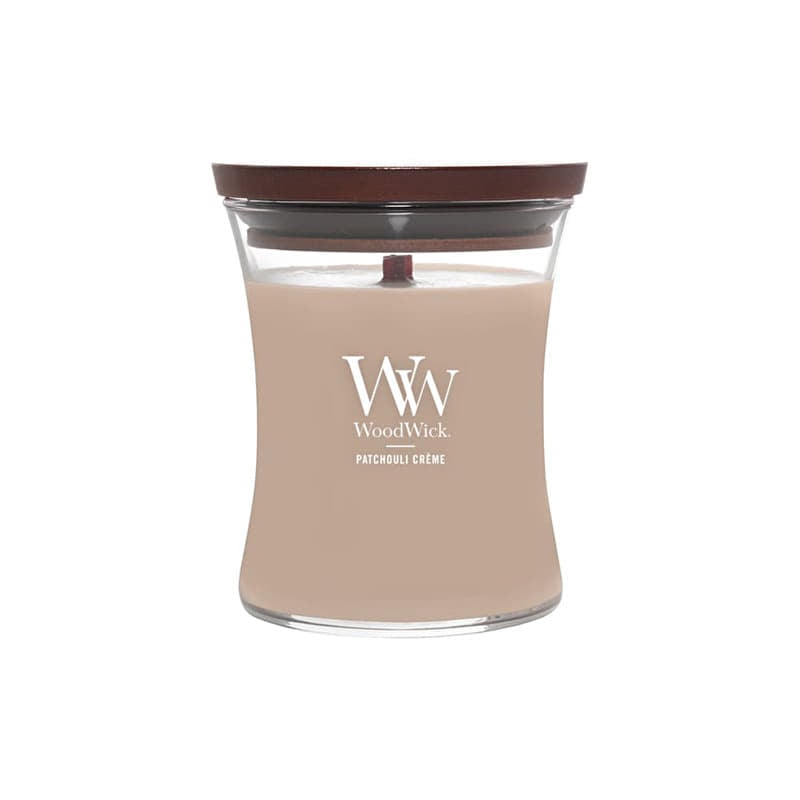 Woodwick Medium Hourglass Candle Patchouli Creme