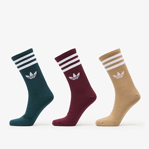 adidas 3-Stripes Crew Socks 3-Pack Maroon/ Aurora Ivy/ Cardboard