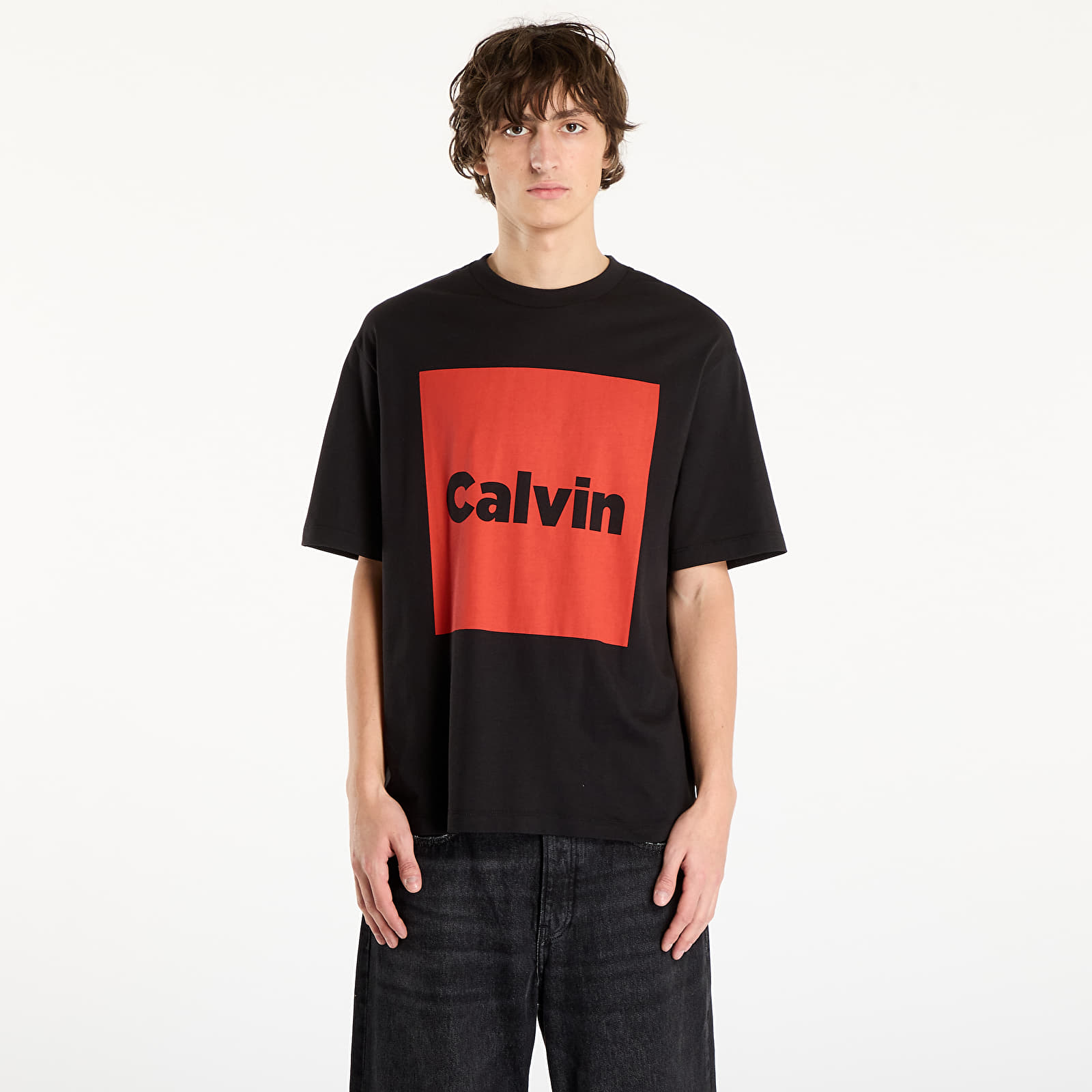 Magliette da uomo Calvin Klein Jeans Ss 16S Io Calvin Box Graphic Tee Black