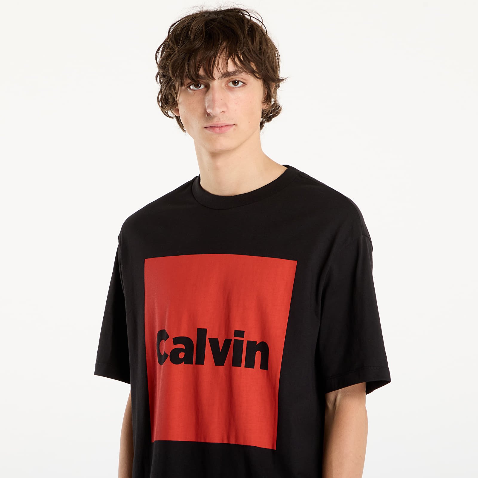 Magliette da uomo Calvin Klein Jeans Ss 16S Io Calvin Box Graphic Tee Black