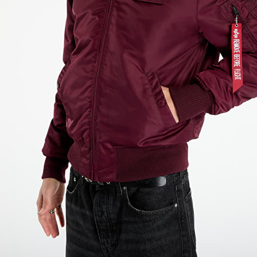 Alpha Industries MA-1 Zip Hood Backprint Dark Cherry | Queens