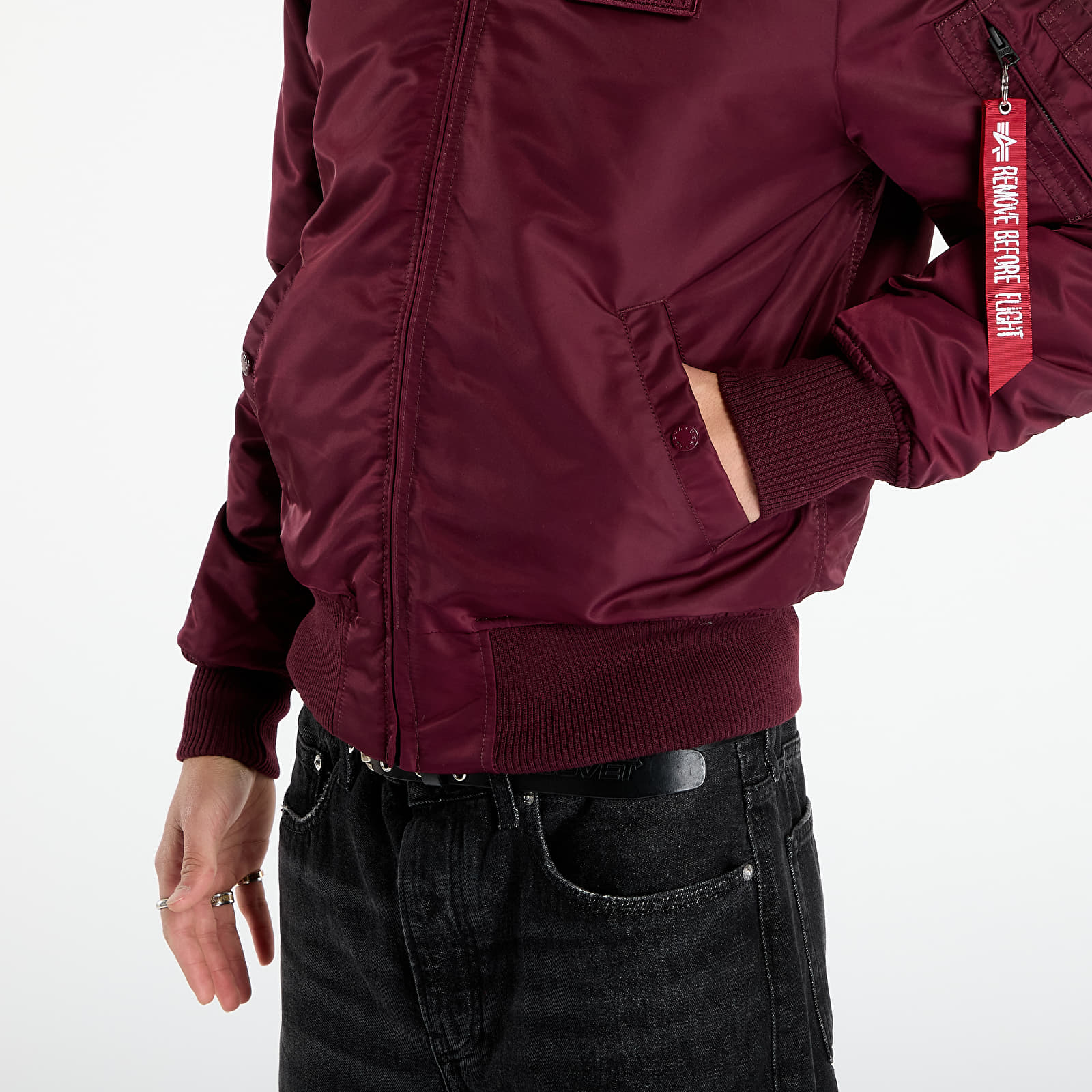 Miesten takit Alpha Industries MA-1 Zip Hood Backprint Dark Cherry